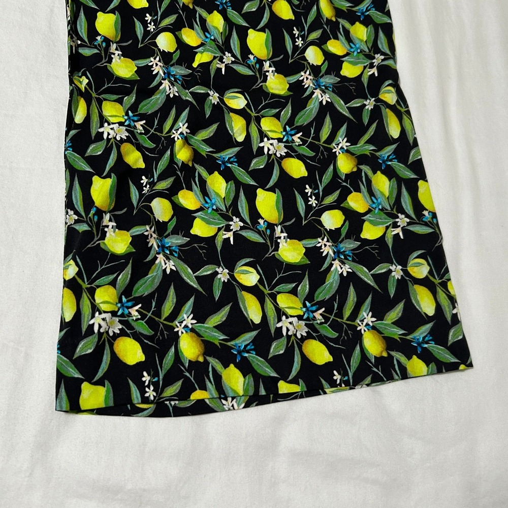 Wildfang Women The Empower Wide Leg Trouser Lemon Print Black Yellow Pants Sz 10 - Picture 7 of 7